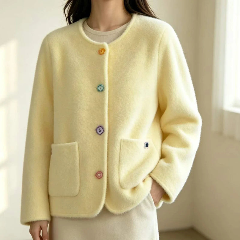 2026 Autumn Winter New Small Fragrant Buckle French Top Knitted Cardigan Sweater Candy Color Coat Women Slim Jackets Casacos