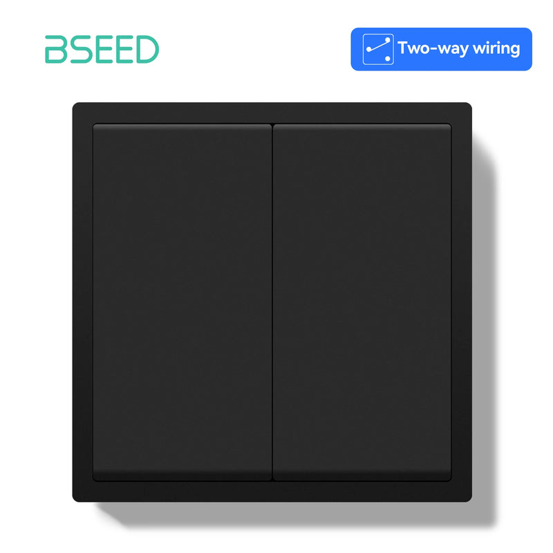 BSEED E Series 1/2/4/8 Packs 2Gang 2Way Button Light Switch Wall Light Switch On Off For Stairs Plastic Frame Bulk Set