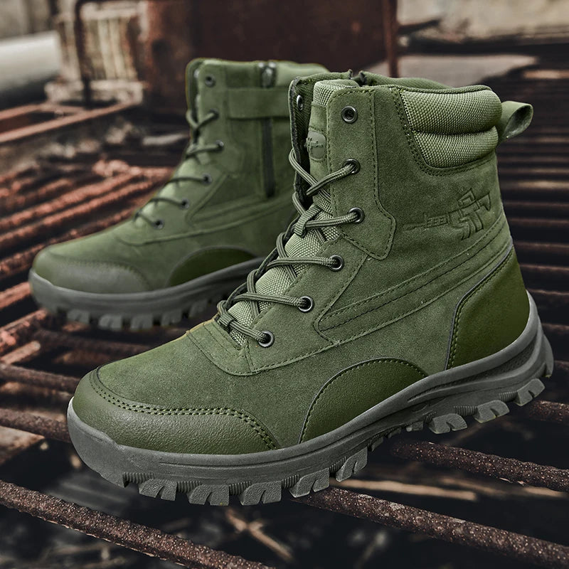 Men's plus size outdoor field training boots four seasons high-top anti-slip comfortable combat boots cross-country hiking boots