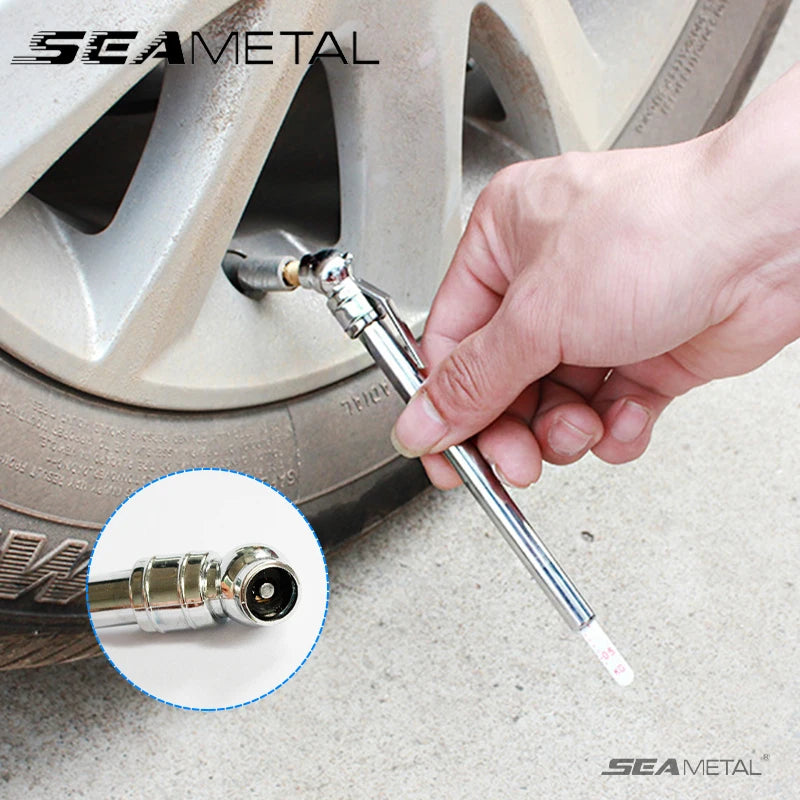 SEAMETAL 5-50PSI Vehicle Tire Air Pressure Gauge High Precision Pressure Measuring Pen for Vehicles Tester Dual Head Gauge Tool