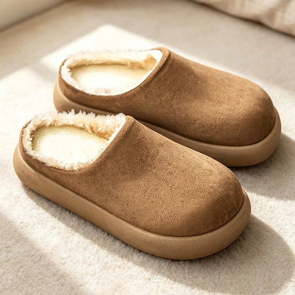 Men women's Mules casual cotton shoes winter fashion soft-sole Non-slip lightweight outdoor couple warm velvet snow walking shoe
