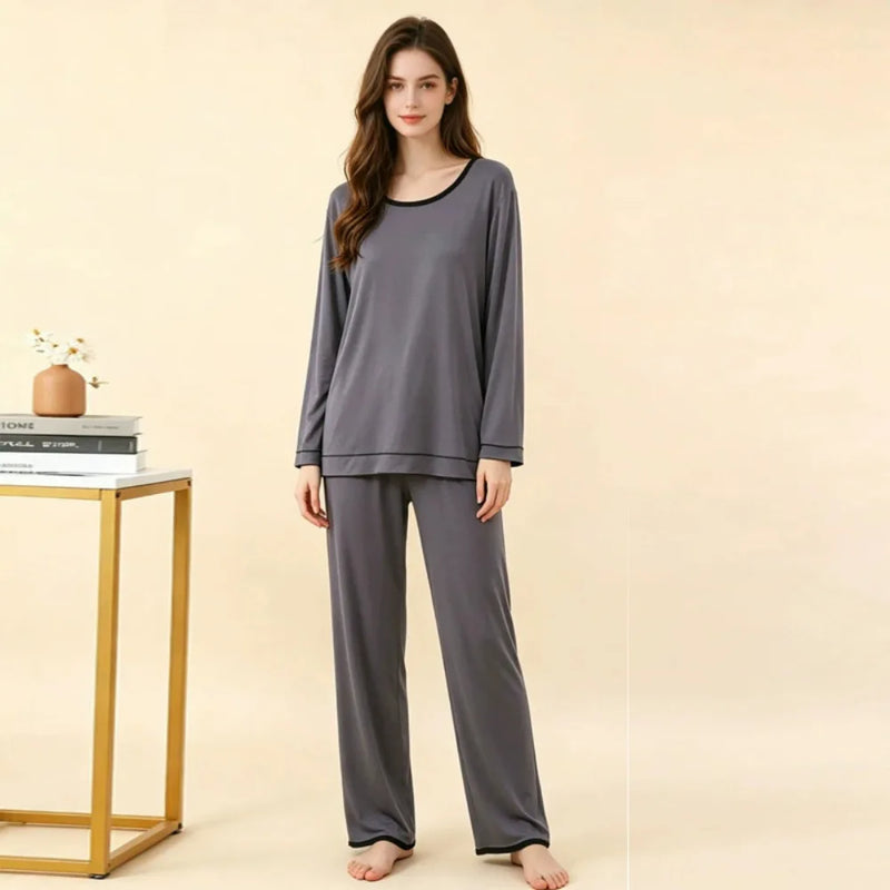 Modal Two-piece Women's Pajamas for Lady Pijama New Spring Autumn Long Sleeve Home Wear Nightwear Woman Sleepwear Pyjama Set