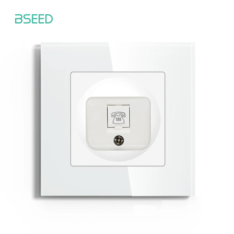 BSEED Wall Socket CAT6 RJ45 Internet Socket TV Satellite Wall Plug Telephone Interface Computer Outlet Glass Panel