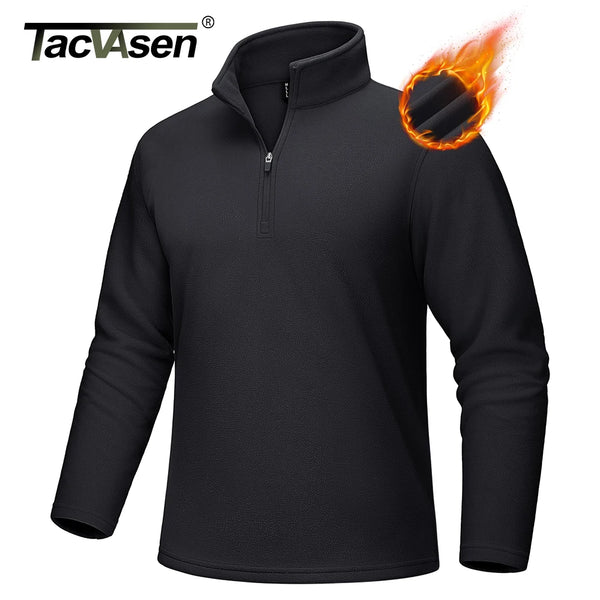 TACVASEN 1/4 Zipper T-shirts Men's Long Sleeve Turtleneck Fleece Spring Autumn Casual Warm Tops Athletic Running Spoorts Shirt