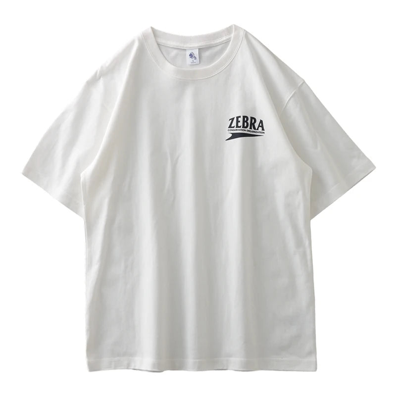 DUKEEN 11.02oz Heavyweight Men's T Shirts Trend Zebras Printed Summer New 100% Cotton Loose Short Sleeve Tops Couple Clothing