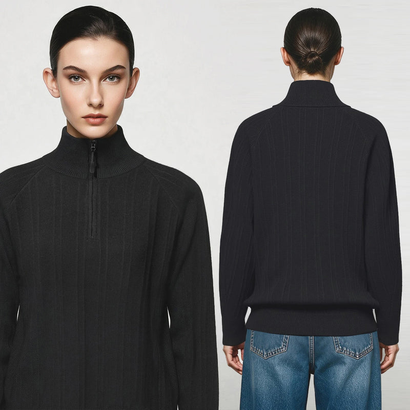 Amii Women's Half Zip Mock Neck Sweater Minimalist Casual Commuter Knit Tops Slim Winter 2026 Woman Fashion Sweaters 12623095