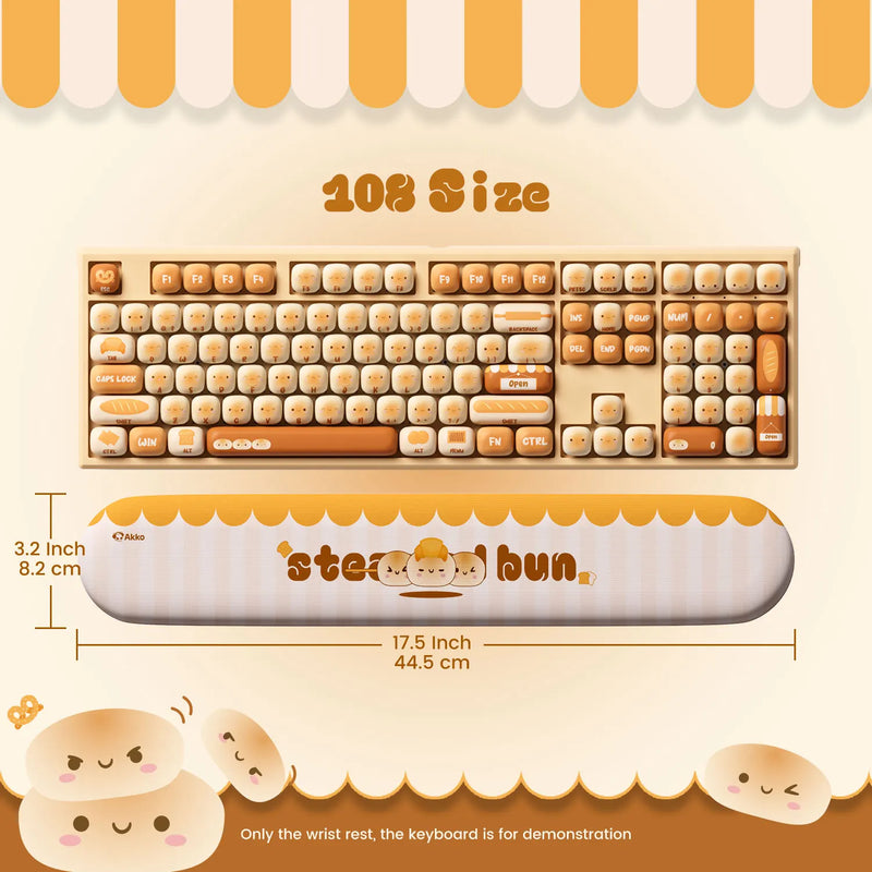Akko Pudding Buns Keyboard Wrist Rest Pad Ergonomic Soft Foam Lycra + PU Easy Typing Pain Relief Anti-slip for Office Home Gamer