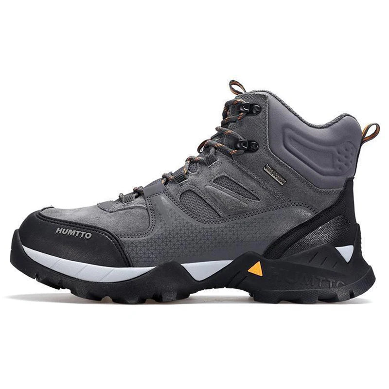HUMTTO Leather Hiking Boots for Men Luxury Designer Waterproof Outdoor Shoes Climbing Trekking Sneakers Mens Safety Ankle Boots