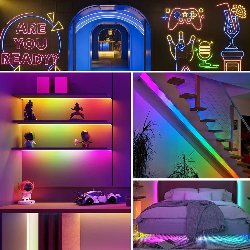 ភ្លើង LED ឆ្នូត RGBIC ត្បាញឆ្លាតវៃ Neon ភ្លើងបត់បែន USB កម្មវិធីបញ្ជាពីចម្ងាយ តន្ត្រីធ្វើសមកាលកម្ម DIY រចនា Ambient Ip67 ការពារទឹកជ្រាប