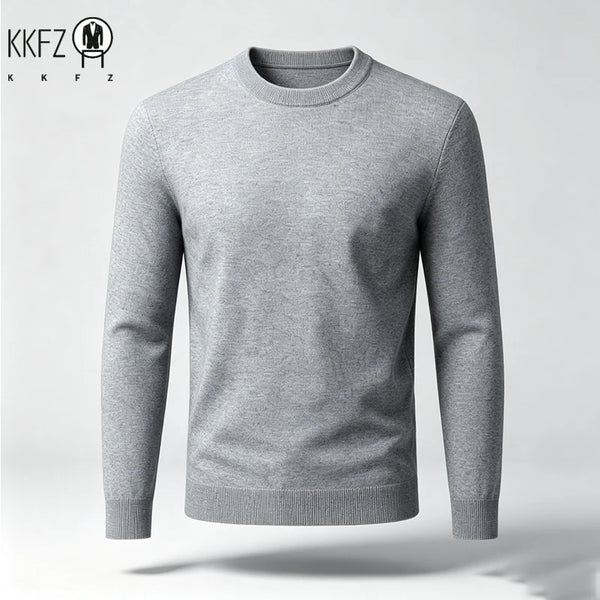 New Arrival Mens Crew Neck Knit Sweater Thick Soft Fine Knit Material Slim Cut Long Sleeve Autumn Winter Outer Tops