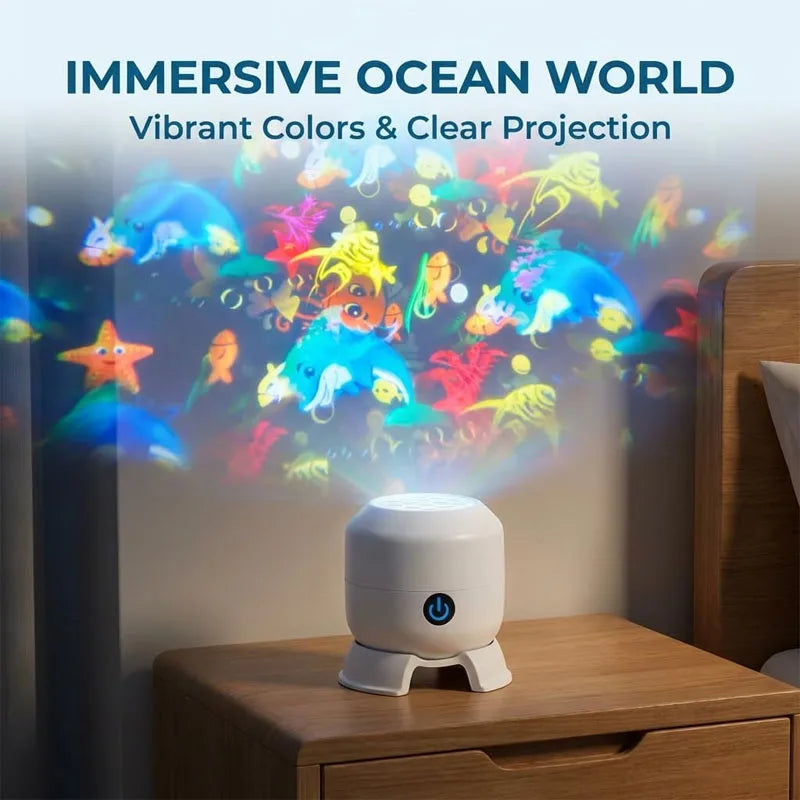 360° Rotating LED Starry Ocean Projection Night Light Dynamic Projector USB Rechargeable Adjustable Ambient Light Decor Lamp
