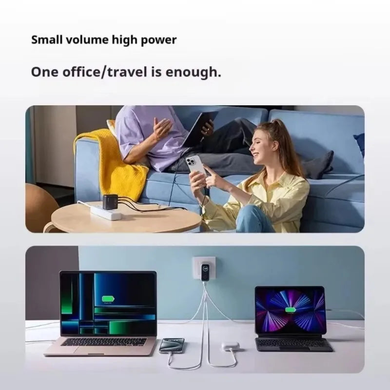ឆ្នាំងសាកជញ្ជាំង Anker B2697 Zolo 140W GaN រន្ធច្រើនសម្រាប់បង្ហាញឆ្លាតវៃ PD លឿន ជាមួយខ្សែ USB-C ទំហំ 1.5M 240W សម្រាប់ទូរស័ព្ទកុំព្យូទ័រយួរដៃ