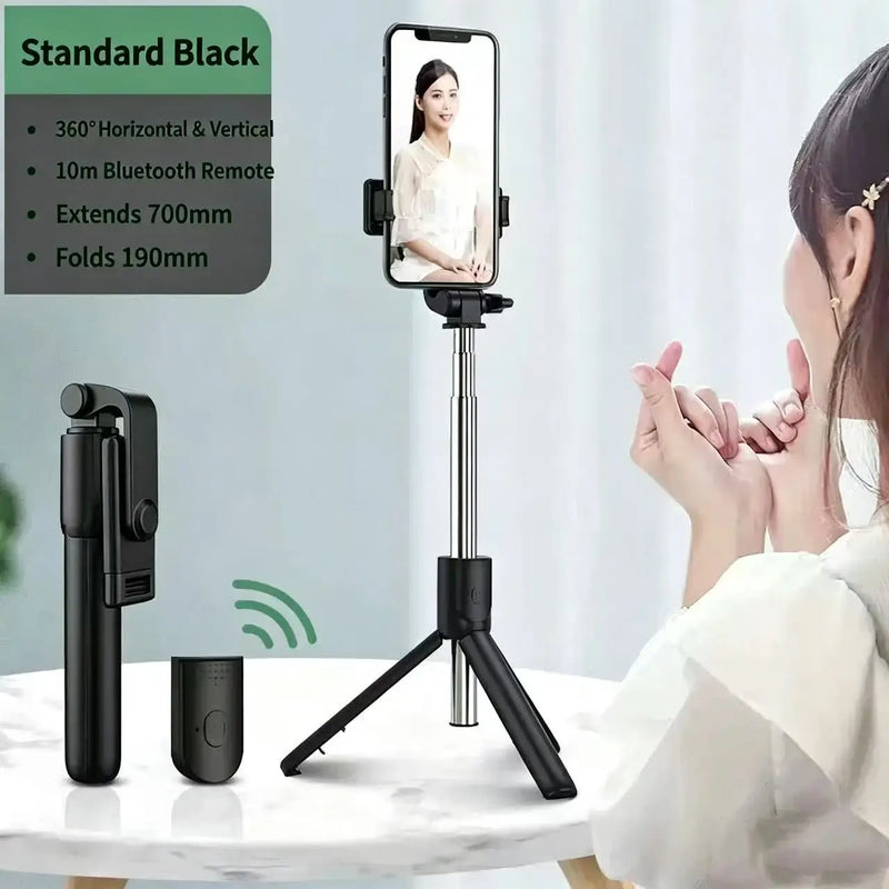 Extendable Selfie Stick Tripod with Wireless Bluetooth Remote Shutter Multifunctional Handheld Phone Stand for Live Streaming An
