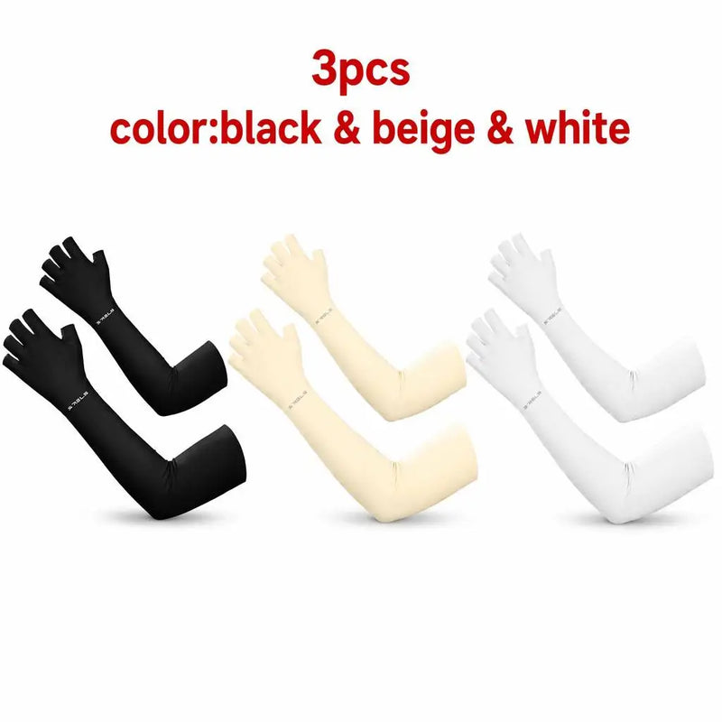 WRELS Anti-UV Cooling ‌Ice Silk Arm Sleeves for Sports Outdoor Sunscreen Arm Protection Gloves Breathable Stretchy Sleeve Cover
