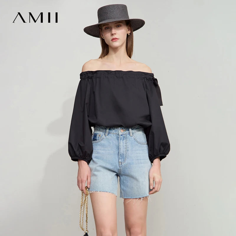 អាវ Amii Minimalist Casual សម្រាប់នារី រដូវក្តៅ ឆ្នាំ២០២៥ ថ្មី សម្រាប់នារីការិយាល័យ ពណ៌ស្រស់ឆើតឆាយ រលុង ងាយស្រួលពាក់ 12542170