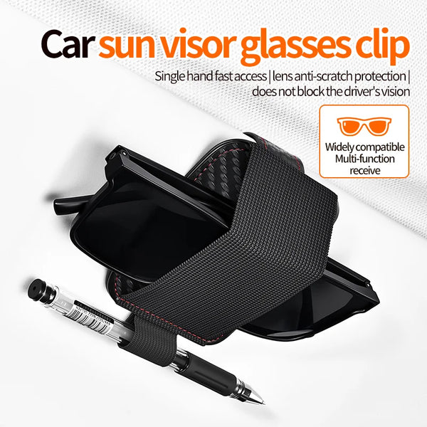 SEAMETAL Car Sun Visor Sunglasses Clip Holder Elastic Eyeglasses Hanger Card Ticket Organizer Pen Holder for Car Accessories