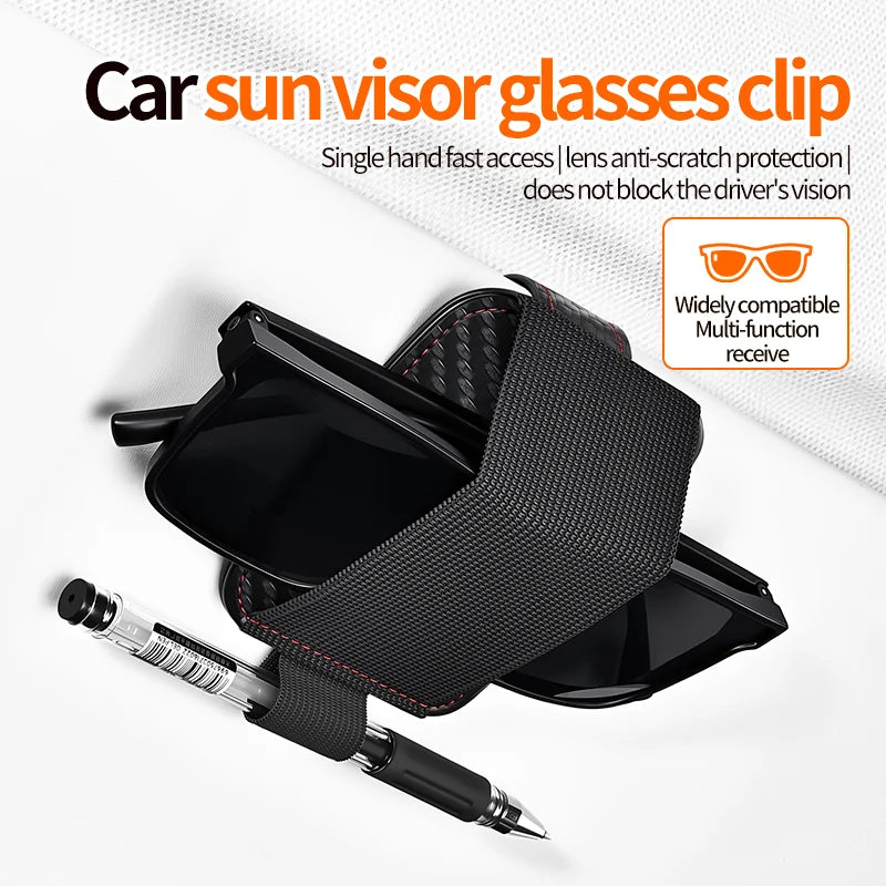SEAMETAL Car Sun Visor Sunglasses Clip Holder Elastic Eyeglasses Hanger Card Ticket Organizer Pen Holder for Car Accessories