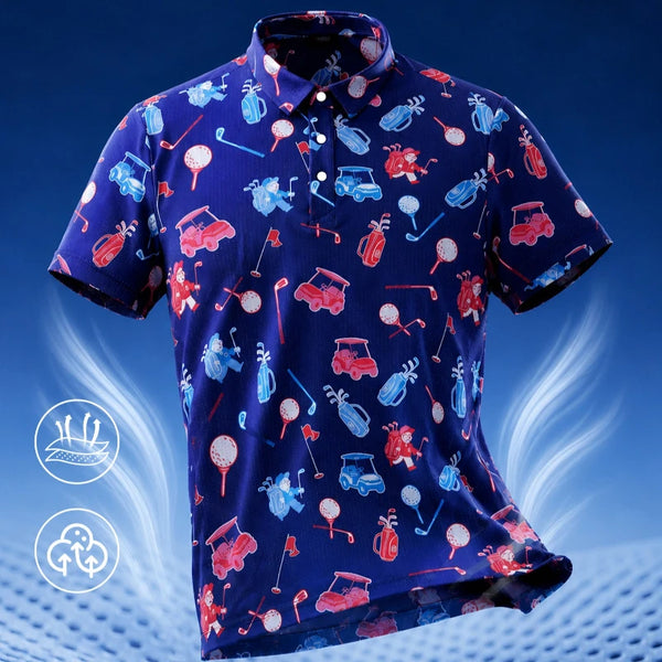 PGM Golf Men's Summer Short sleeved T-shirt Printed Polo Shirt Mesh Breathable Quick drying High elasticity Sports Top YF911