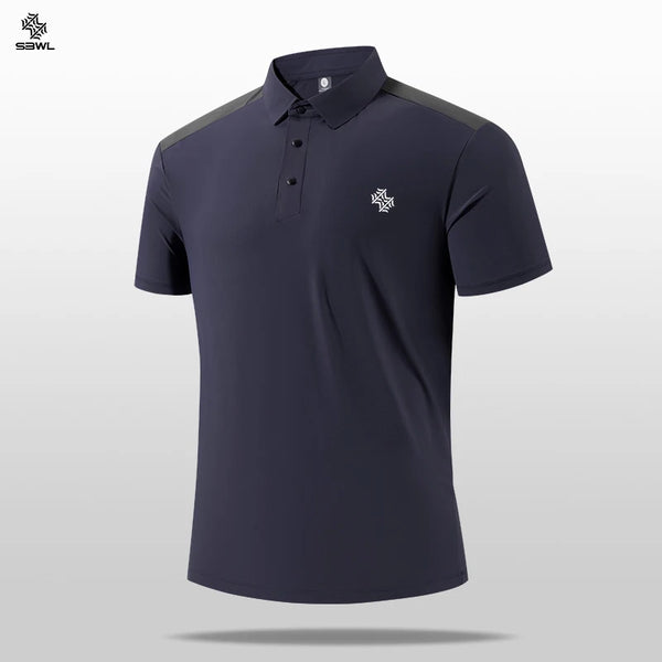 SBWL High Quality Zipper Polo Shirt Male Fashion Turn-Down Collar Short Sleeve Business Men Sports Style Quick Drying T-Shirt