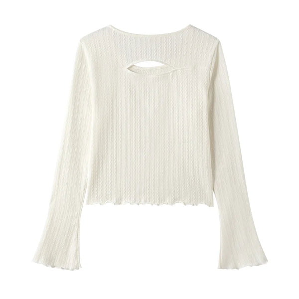 Semir Base Layer Top Women Hollow Out Design Slim Fit Sweet Lettuce Trim Undershirt 2025 Versatile Innerwear
