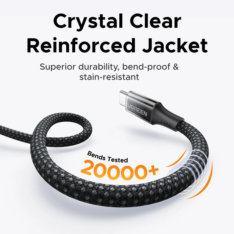 UGREEN PD3.1 240W USB C Braided Charging Cable 5A Fast Charging for Laptop MacBook Dell iPhone 18/17 Samsung 480Mbps Data Cord