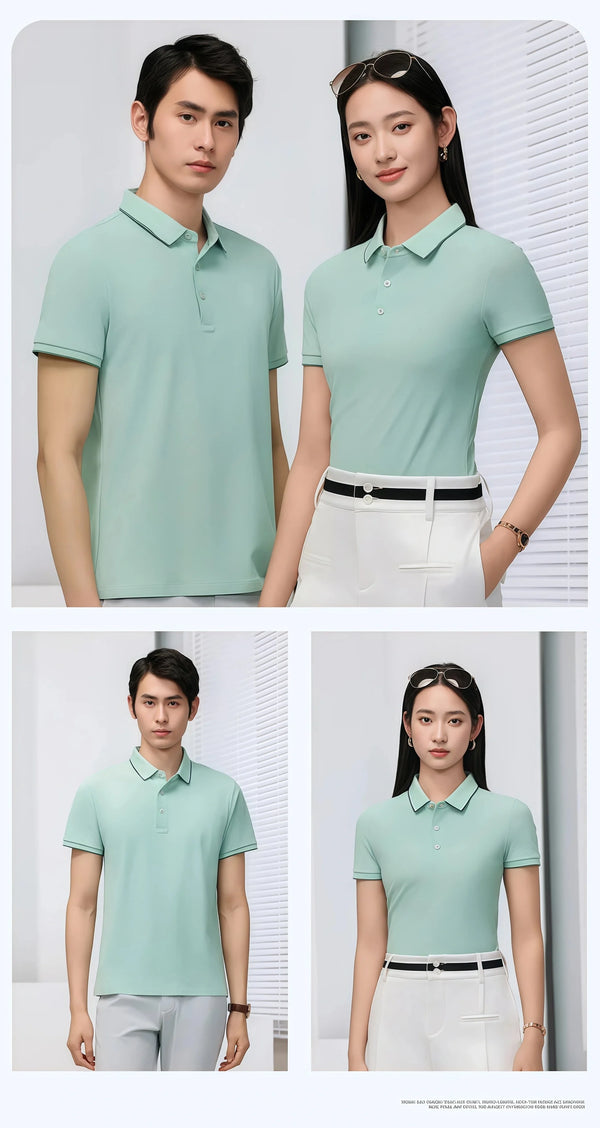 Ice Silk Polo Shirt Short Sleeve Turn-down Collar Traceless Breathable Workwear T-shirt Team Clothing Custom Logo Pattern
