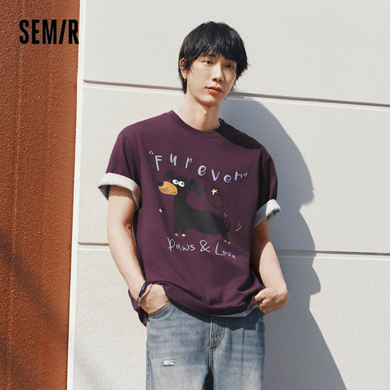 Semir Unisex Tshirt 2026 Pattern Printed Knitted Loose Crew Neck Daily Casual Style Soft Comfortable