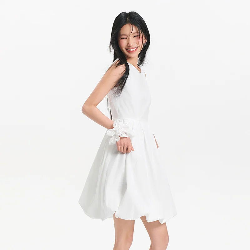 Semir Women Dress Crew 2026 Sleeveless Solid Waist Cinched Urban Casual Everyday Style Soft Comfortable Daily Wear Trendy