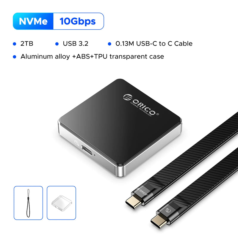 ORICO M.2 2230 NVMe SSD Enclosure USB3.2 Type C 10Gbps  Aluminum External with Silicone Protection for iPhone 15 Samsung WD SN75