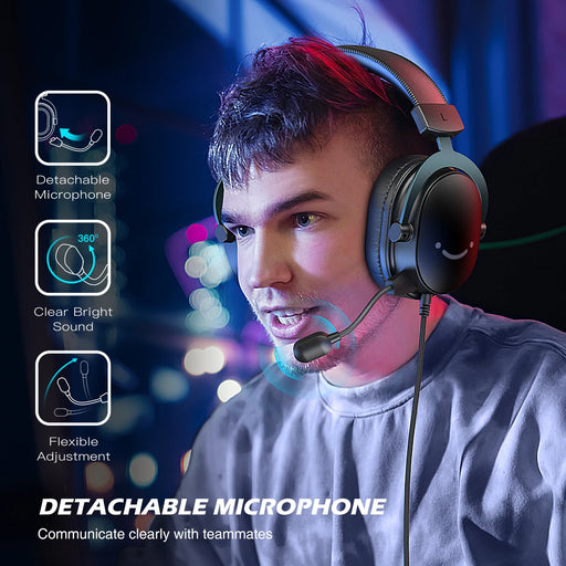 FIFINE Headset,3.5 mm jack&USB Headphone with 7.1 Surround Sound/volum contral/Mute switch for PC/MAC/PS4/PS5 Mixer-H9