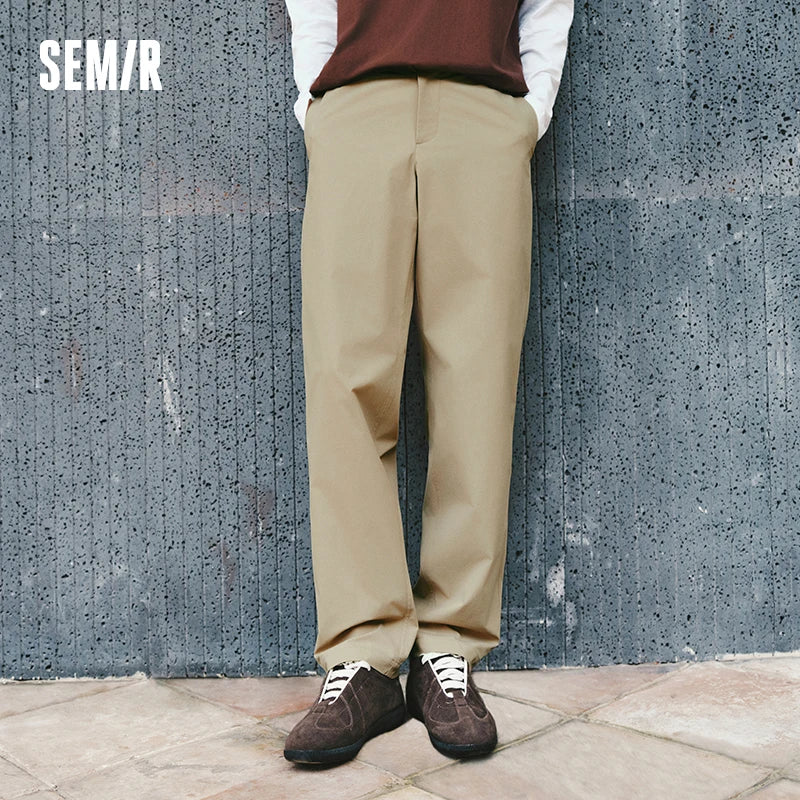 Semir Loose Pants Men 2026 Spring Wide Leg Tapered Water Repellent Back Elastic Waist Height Enhancing Trousers