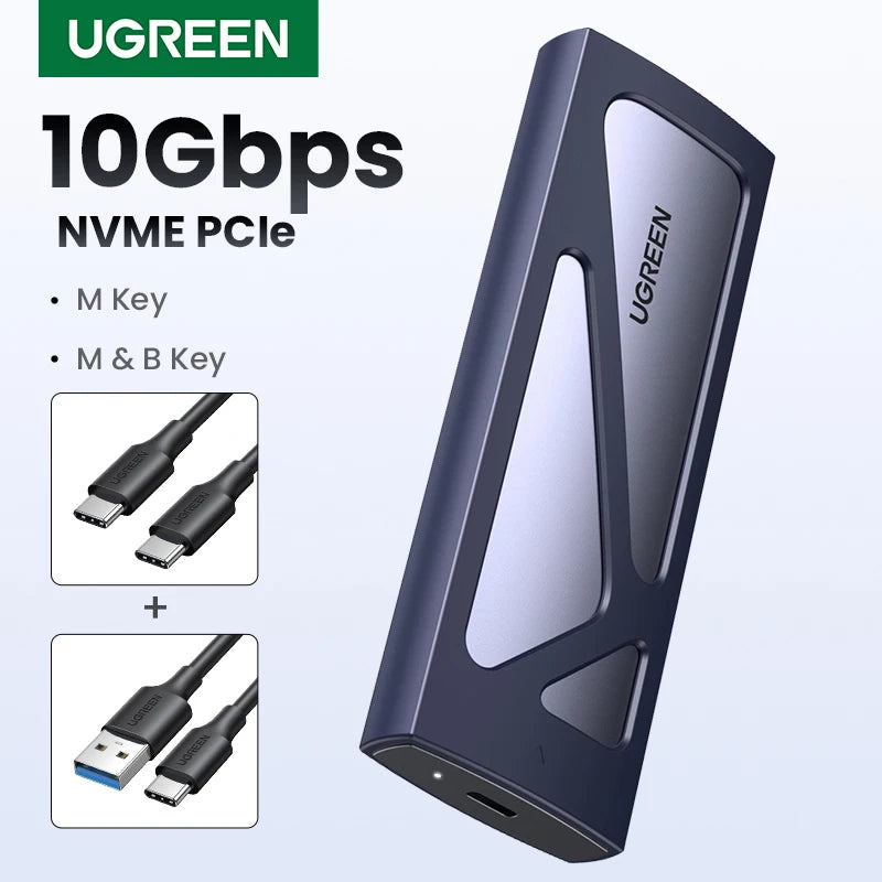 UGREEN M2 SSD Case M.2 NVMe 5Gbps USB C 3.2 Gen2  SSD Enclosure Tool-Free External  SSD Adapter M and B&M Keys