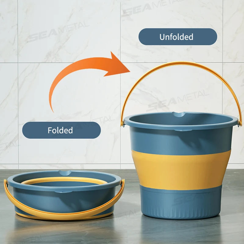 SEAMETAL Folding Portable Bucket Car Wash Fishing Bathroom Tool Silicone Bucket Outdoor Camping Household Supplies Car Home Tool