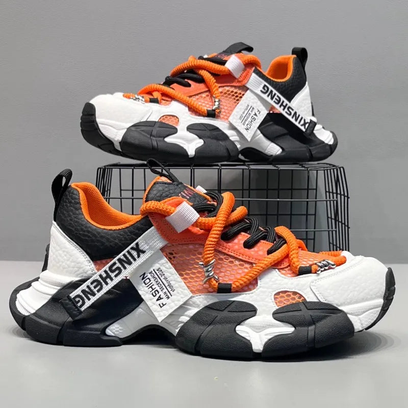 Men Sneakers Trendy Mesh Breathable Lightweight Running Shoes 2026 New Comfortable Versatile Thick Soled Tennis Shoes for Men