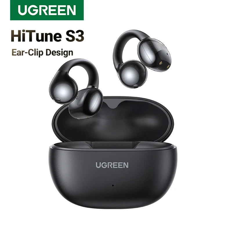 UGREEN Open Ear Clip Wireless Earbuds Bluetooth Sports Earphones Headphones in Mic with Earhooks & Ear Hook