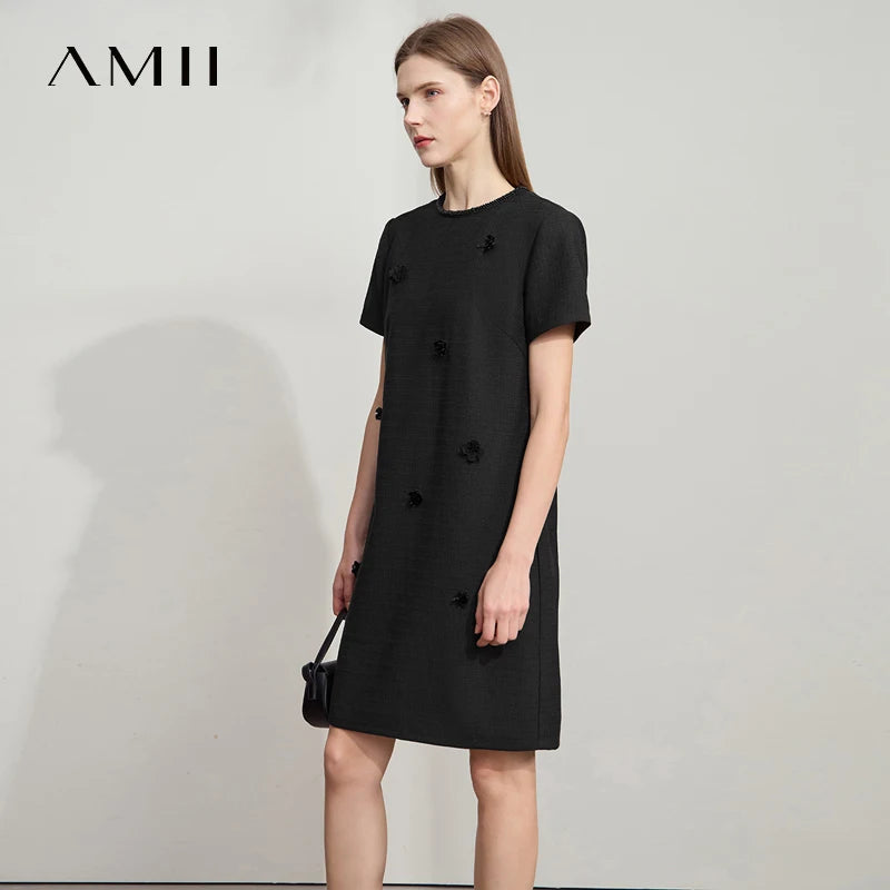 រ៉ូប Amii Minimalism ធម្មតារដូវក្តៅឆ្នាំ ២០២៥ រ៉ូបនារីការិយាល័យថ្មីឆើតឆាយក្លិនក្រអូបផ្កាអង្កាំផាសុកភាពប្រណីតសម្រាប់ស្ត្រី 12542254
