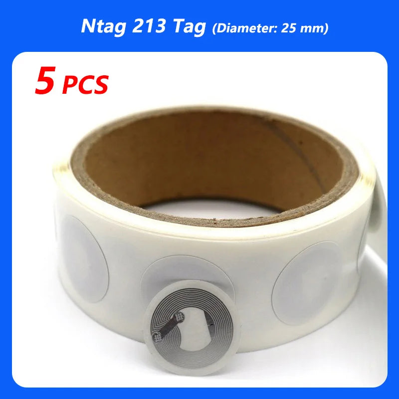ស្ទីគ័រស្លាក NFC 100pcs/ឡូត 13.56MHz ISO14443A 213 ស្ទីគ័រស្លាកសកល Ntag213 RFID សម្រាប់ទូរស័ព្ទដែលបើក NFC ទាំងអស់