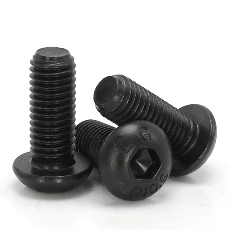 10/20/50pcs M3 M4 M5 M6 M8 M10 M12 Black Grade 10.9 Steel ISO7380 Hexagon Hex Socket Head Button Mushroom Allen Bolt Screw