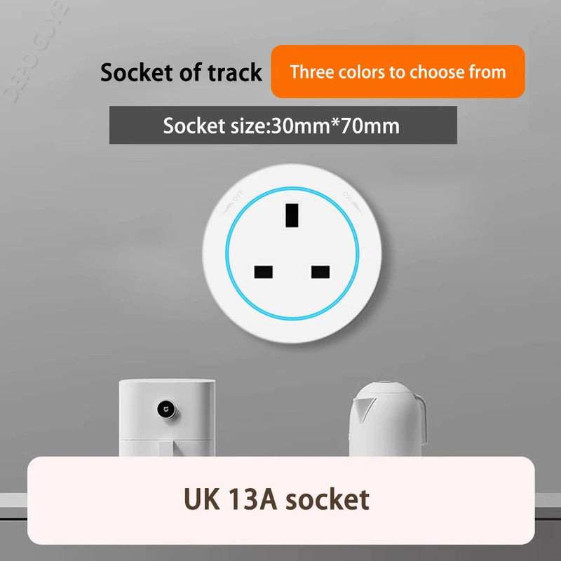 Imitation wood grain Rail Mobile Power Track Socket EU/Universal/UK/USB Type-C Kitchen Bathroom Office Wall Mounted Socket Plugs