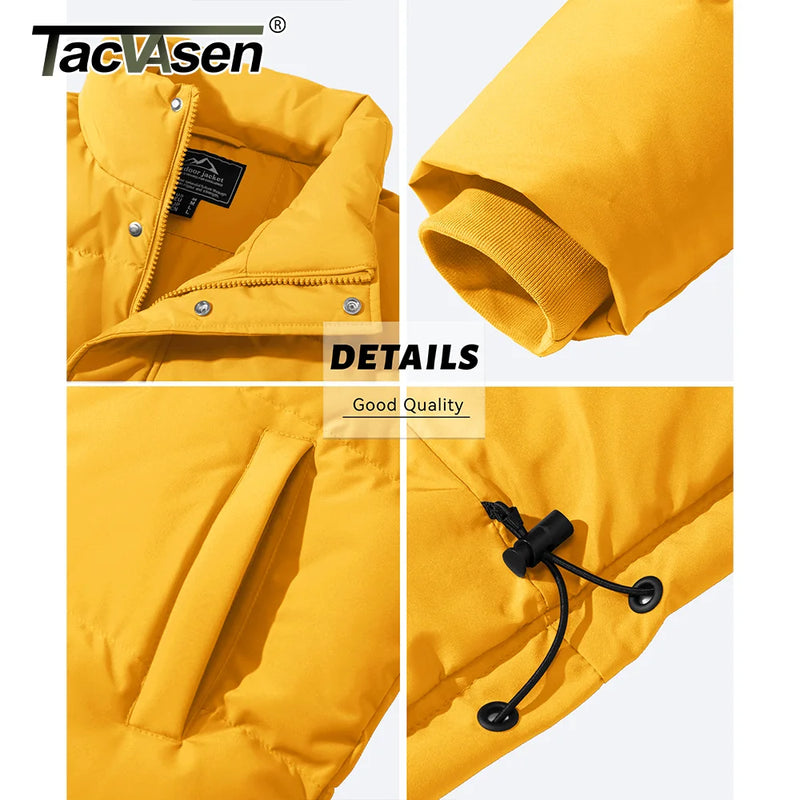 TACVASEN Winter Down Jackets Mens Stand Collar Quilted Jackets Water Resistant Lightweight Puffer Jacket Windbreaker Coats Male
