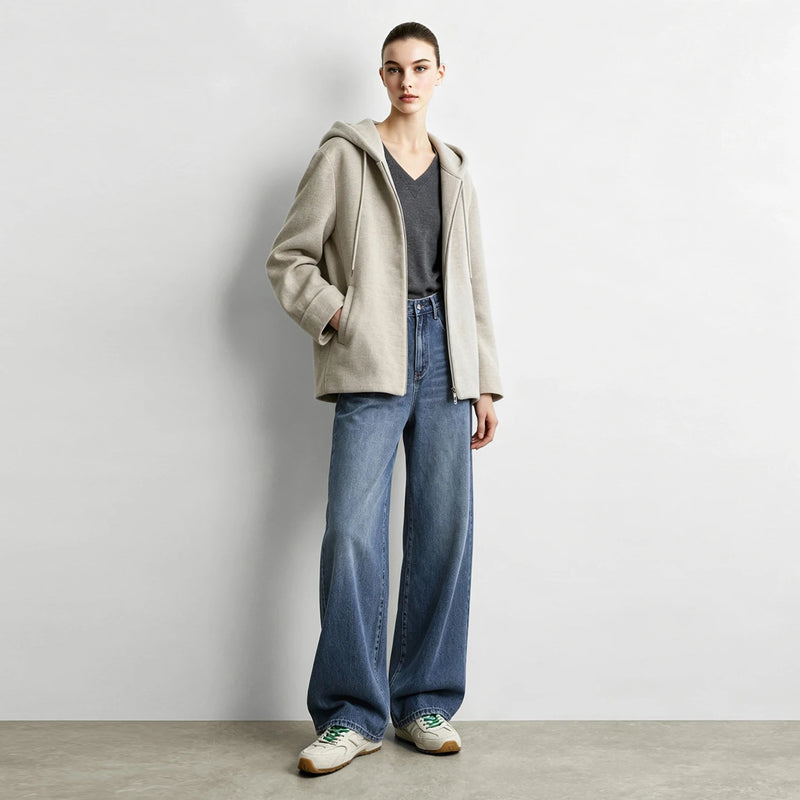 Amii Women's Straight Jeans Color Block Embroidered Slimming Trouser Casual Versatile Pants 2026 Autumn Women's Jeans 12643114