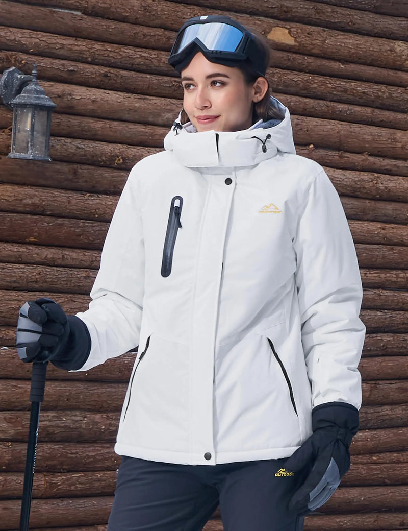 TACVASEN Womens Winter Thermal Jackets Warm Fleece Lined Waterproof Jacktes Snow Ski Hood Coat Mountain Snowboarding Windbreaker