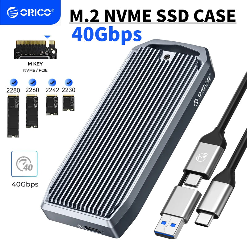 ORICO M2 SSD Case M2 NVMe SSD Enclosure Adapter Compatible with Thunderbolt 3 4 USB3.2 USB 3.1 3.0 Type-C External SSD Enclosure