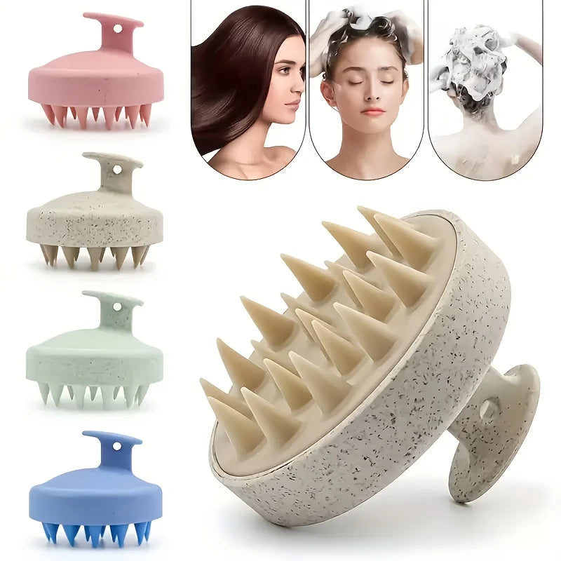 Multicolored Soft Wheat Straw Scalp Massage Brush - Perfect for Hair Cleansing, Exfoliation & Head Scrubbing，Scalp massage brush