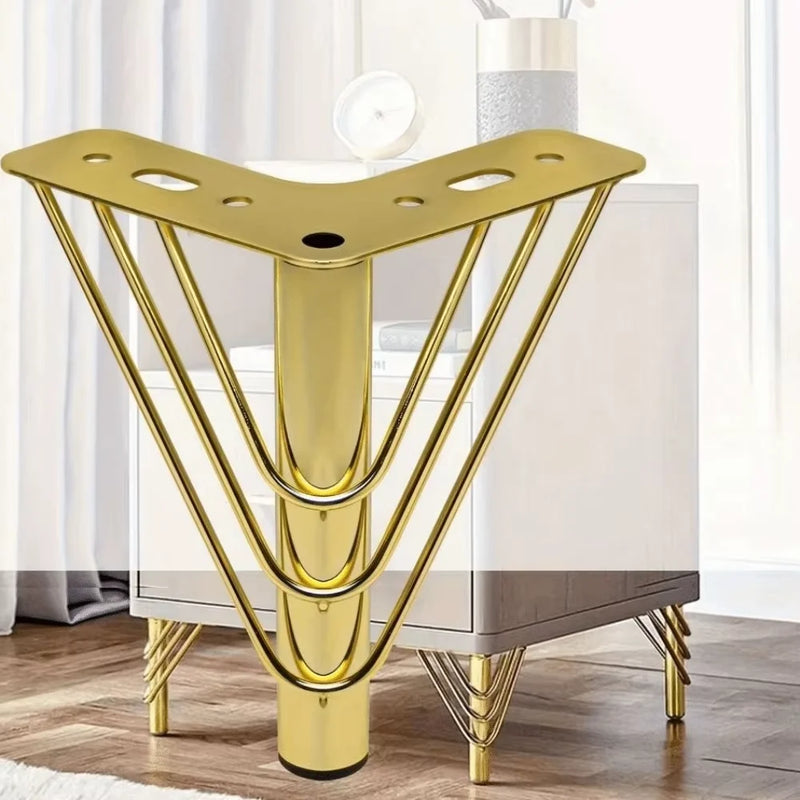 4Pcs Metal Furniture Legs Gold/Black/Silver, Modern Triangle Sofa Cabinet Feet, Replacement Support Leg for Couch Table Dresser