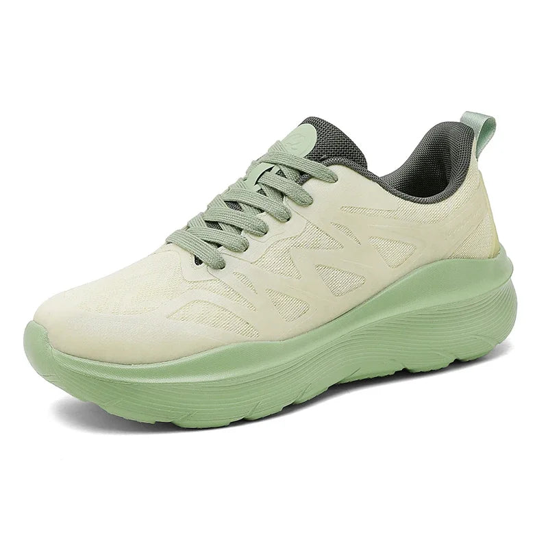 Men Women All White Thick Cushioned Running Shoes Lightweight Breathable Mesh Platform Sneakers Non Slip Athletic Walking Shoes