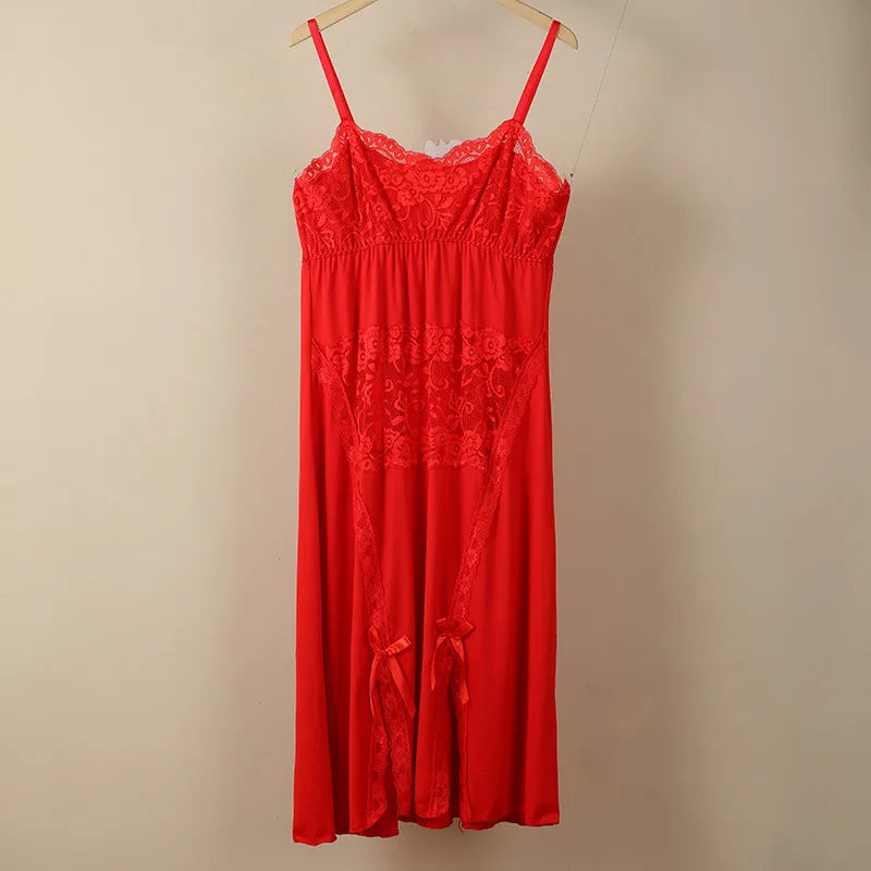 French New Suspender Nightdress Women's Lace Mesh Dressing Gown Female Loungewear Dress Sexy Nightgowns Ladies Sleepwear