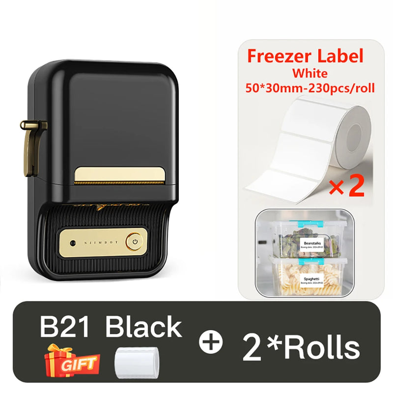 NIIMBOT B21 Kitchen Label Printer 20-50mm Wireless Thermal Label Maker with Freezer Labels Inkless Adhesive Sticker for Home