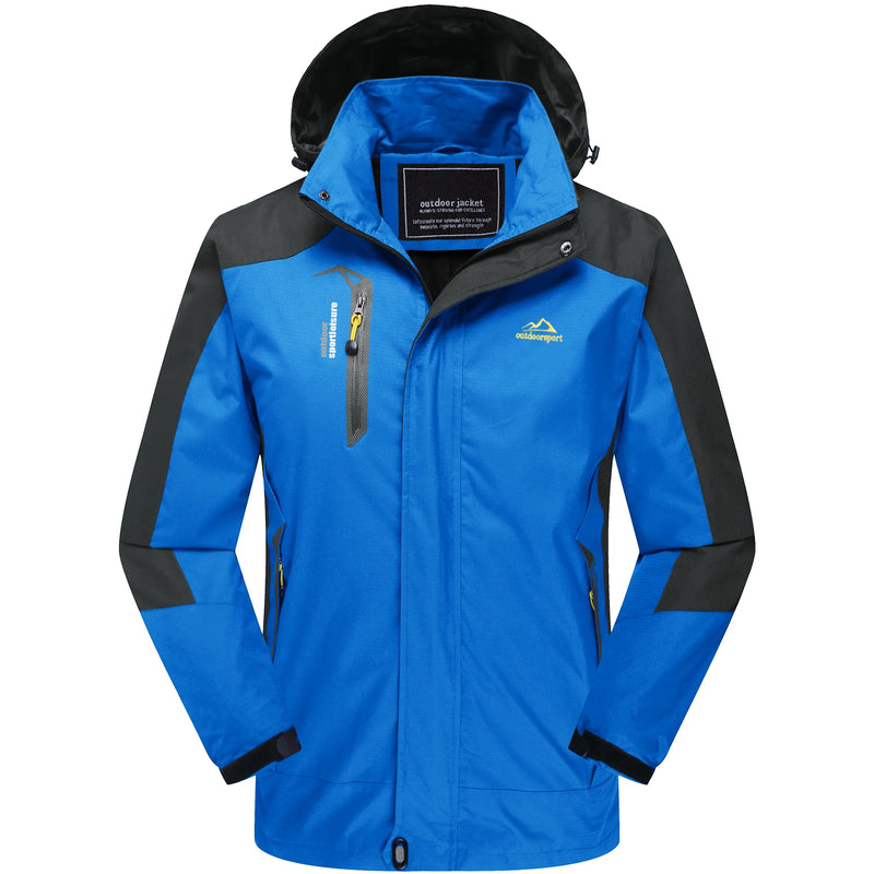 TACVASEN Outdoor Outer Shell Hiking Jacket Windbreaker Men's Hooded Trekking Coat Waterproof Mountain Work Jacket Outwear Pocket
