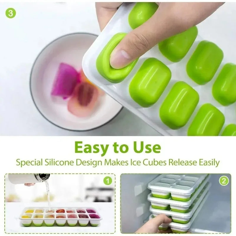 14-Square Ice Tray Ice Cube Tray -Anti-Spill Freezing Mold, Easy Release Non-Stick Ice Maker, Suitable for Drinks and Freshness